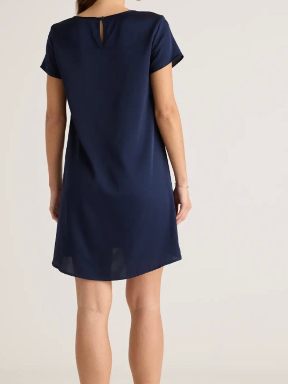 NWOT Quince Washable Silk Stretch Tee Dress in Navy Size S - Picture 4 of 7